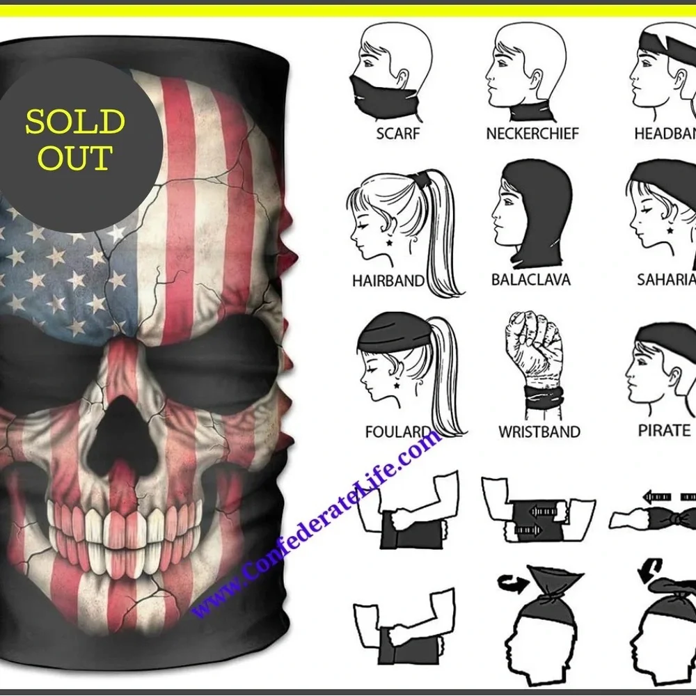 American Flag Skull Face Mask Tube - Patriotic Red White Blue